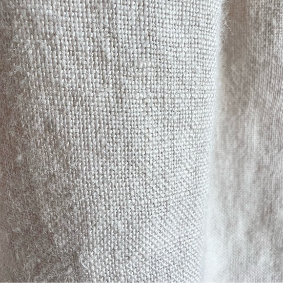 Zara Sz S Tan 100% Linen Button Up Shirt Cropped Short Sleeve Boxy Collared Top - Picture 11 of 17